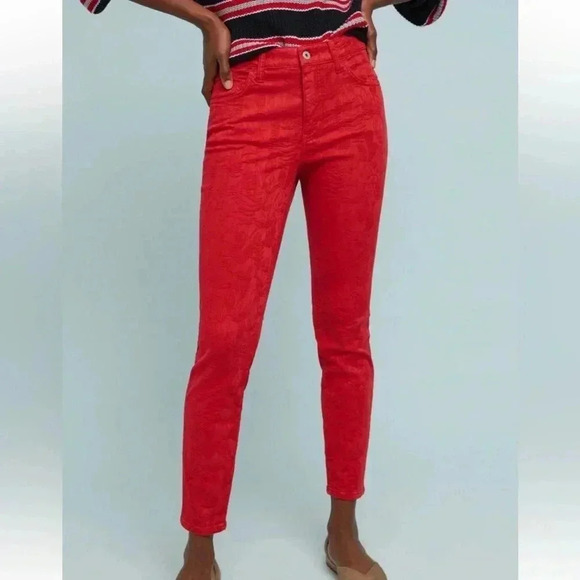 Anthropologie Pilcro and the Letterpress High Rise Skinny Ankle Jeans Sz 30 Red - Picture 9 of 14